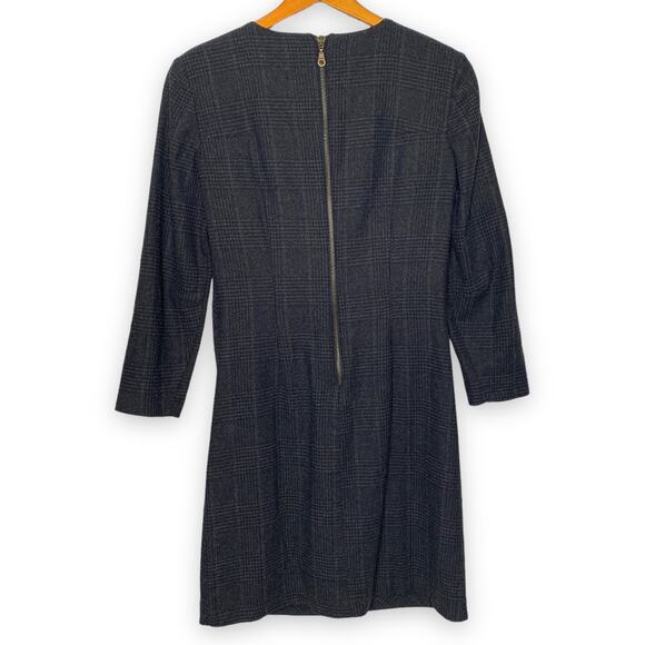 See by Chloe women's dark gray sawtooth plaid wool blend sheath dress SZ 6 - Picture 2 of 12